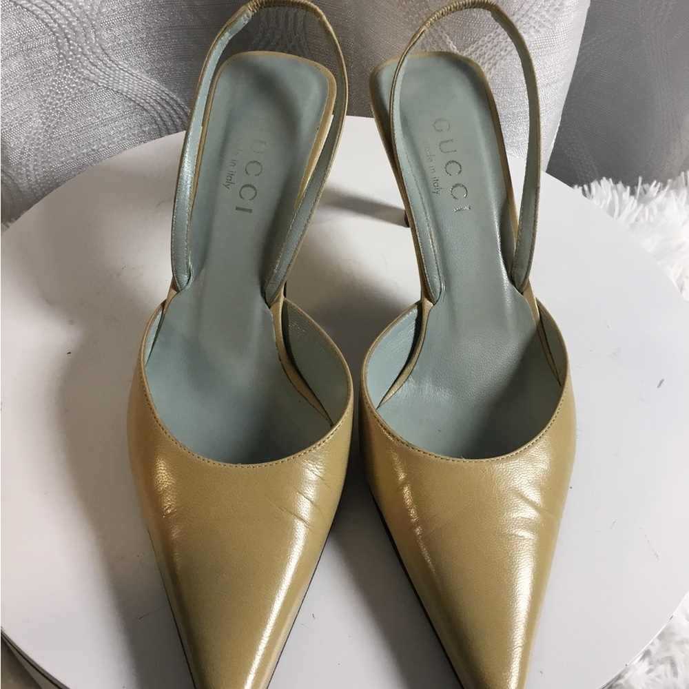 Gucci Leather Pointed-Toe Slingback Pumps - Picture 2 of 8